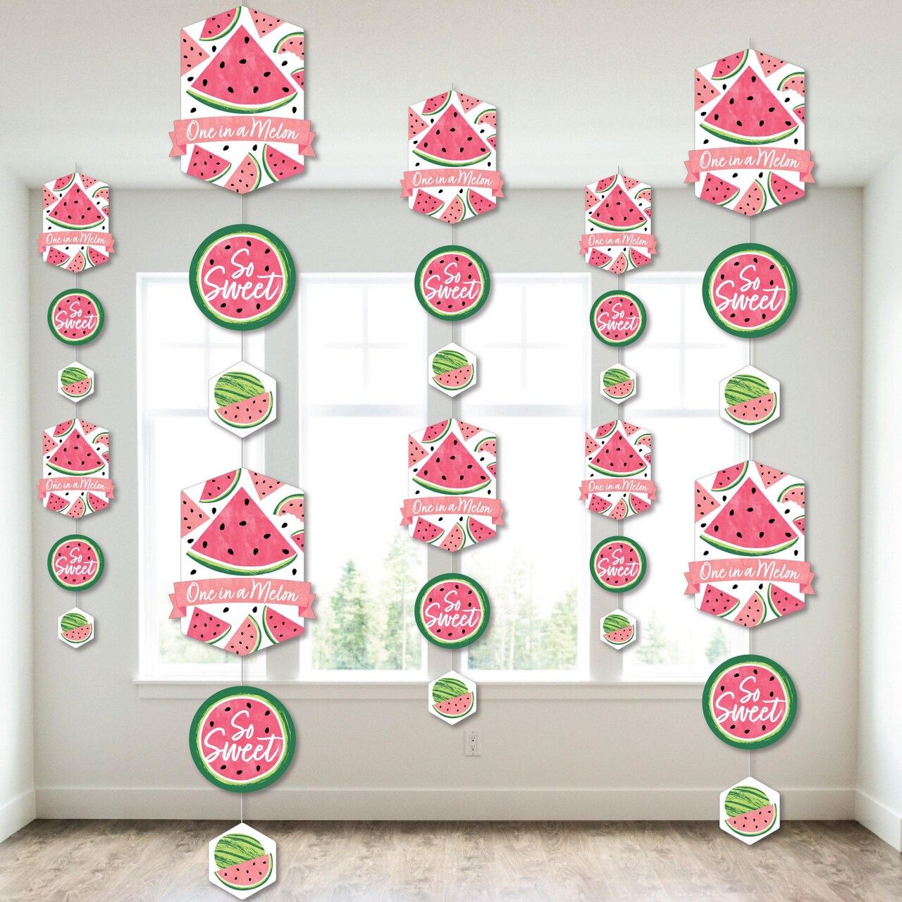 Big Dot of Happiness Sweet Watermelon - Fruit Party DIY Dangler Backdrop - Hanging Vertical Decorations - 30 Pieces